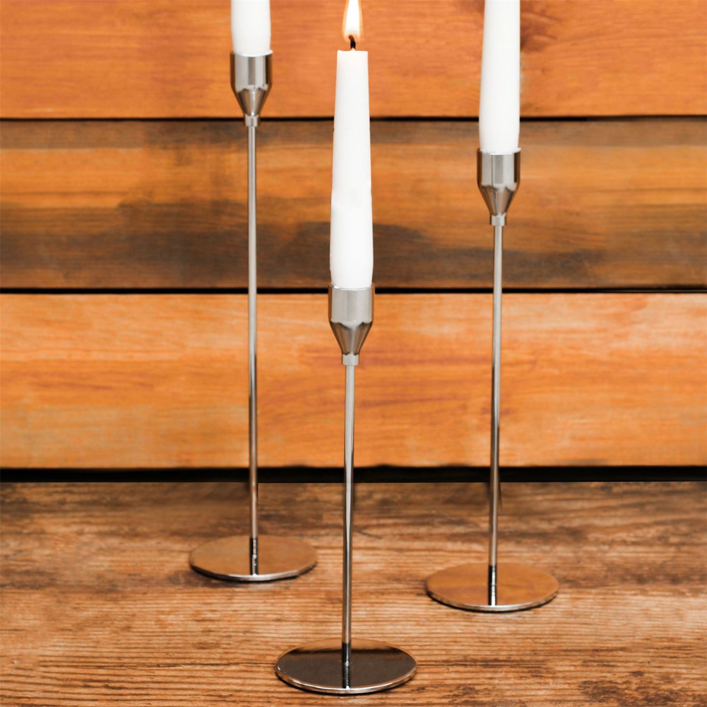 Tulip Candlesticks - Set of 3 Silver | M&W