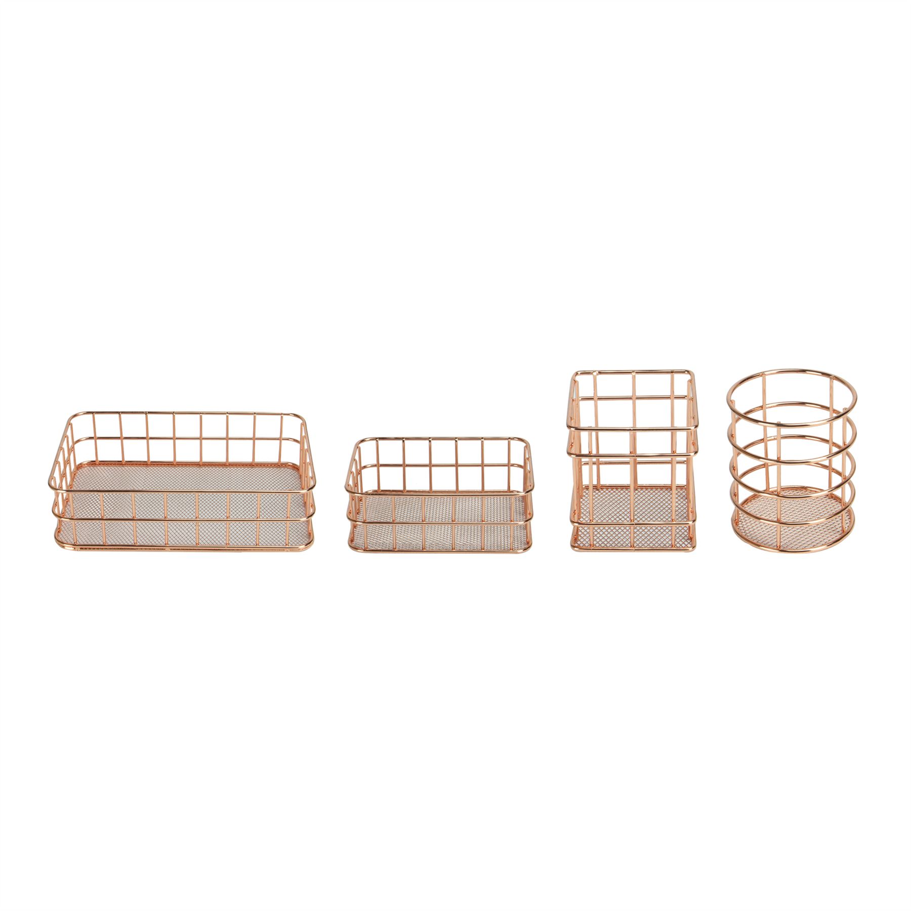 Rose Gold Organisation Baskets - Set of 4 | M&W