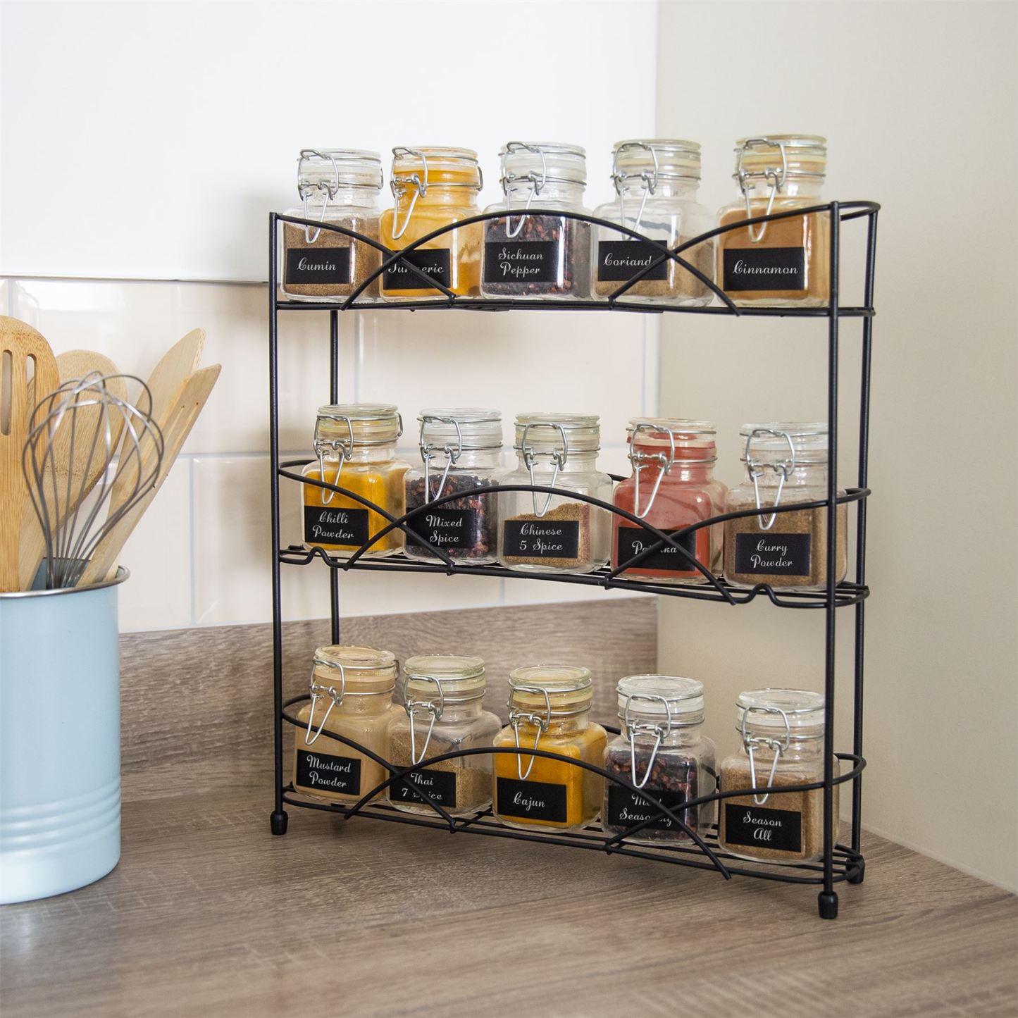 3 Tier Herb & Spice Rack Black | M&W