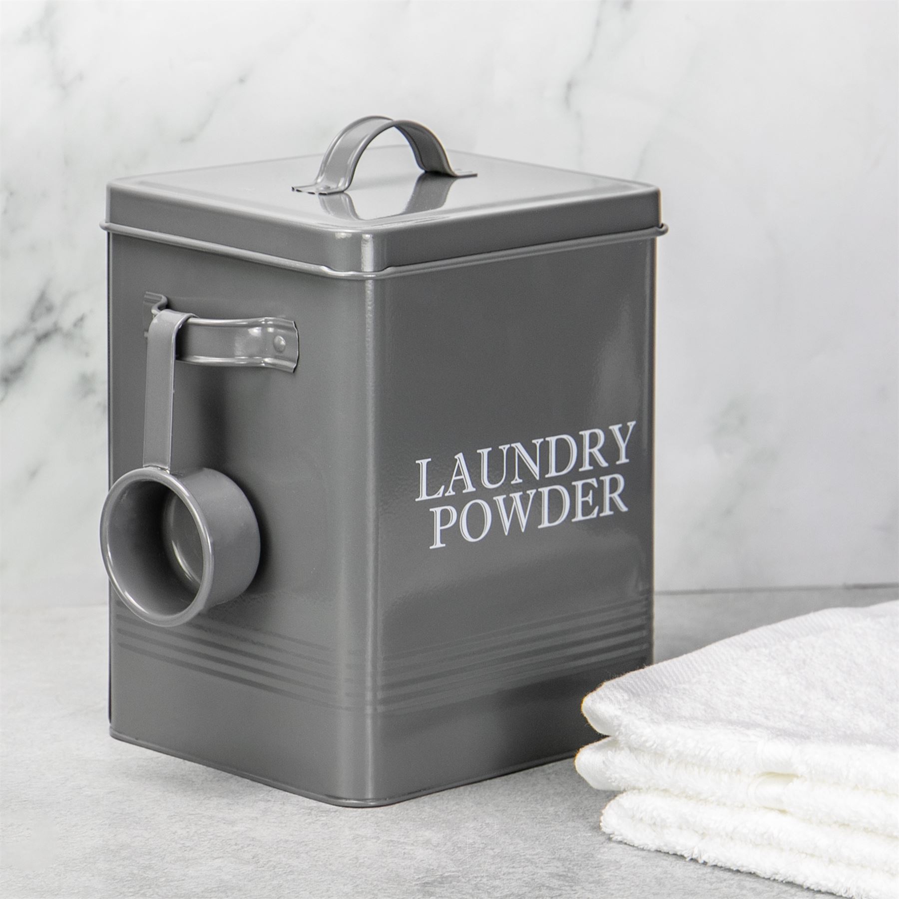 Laundry Powder Storage Tin with Scoop Grey | M&W