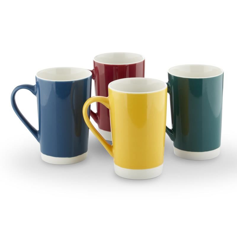 Set of 4 Jewel Latte Mugs Assorted Colours