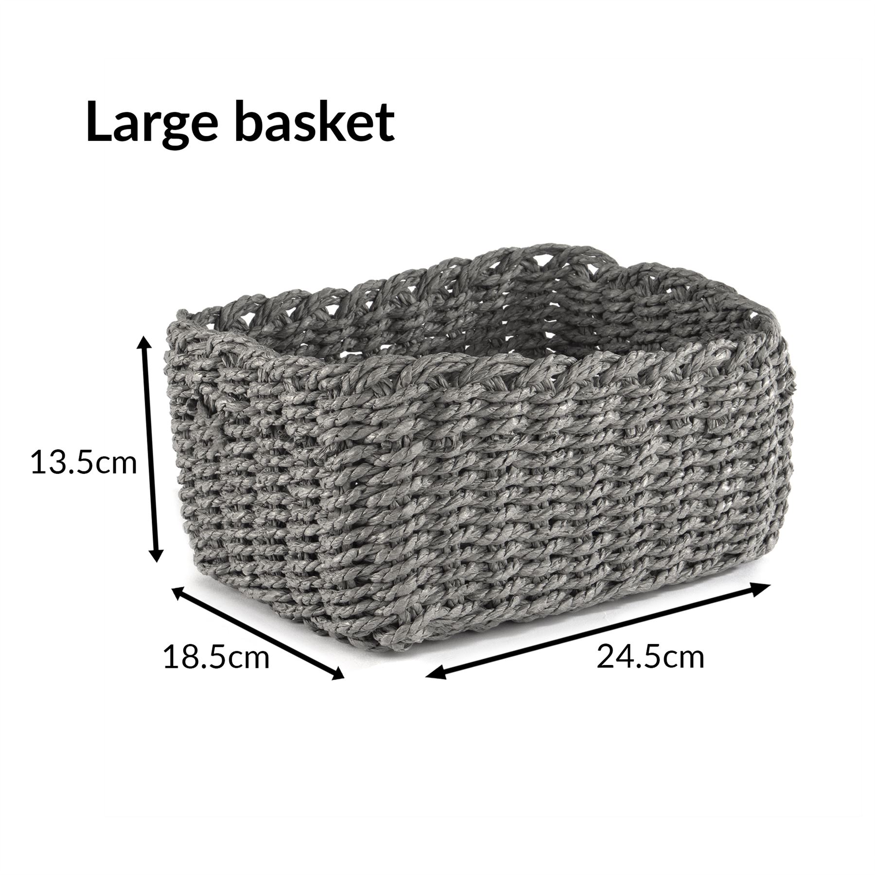 Woven Rope Storage Baskets - Set of 3 Grey | M&W