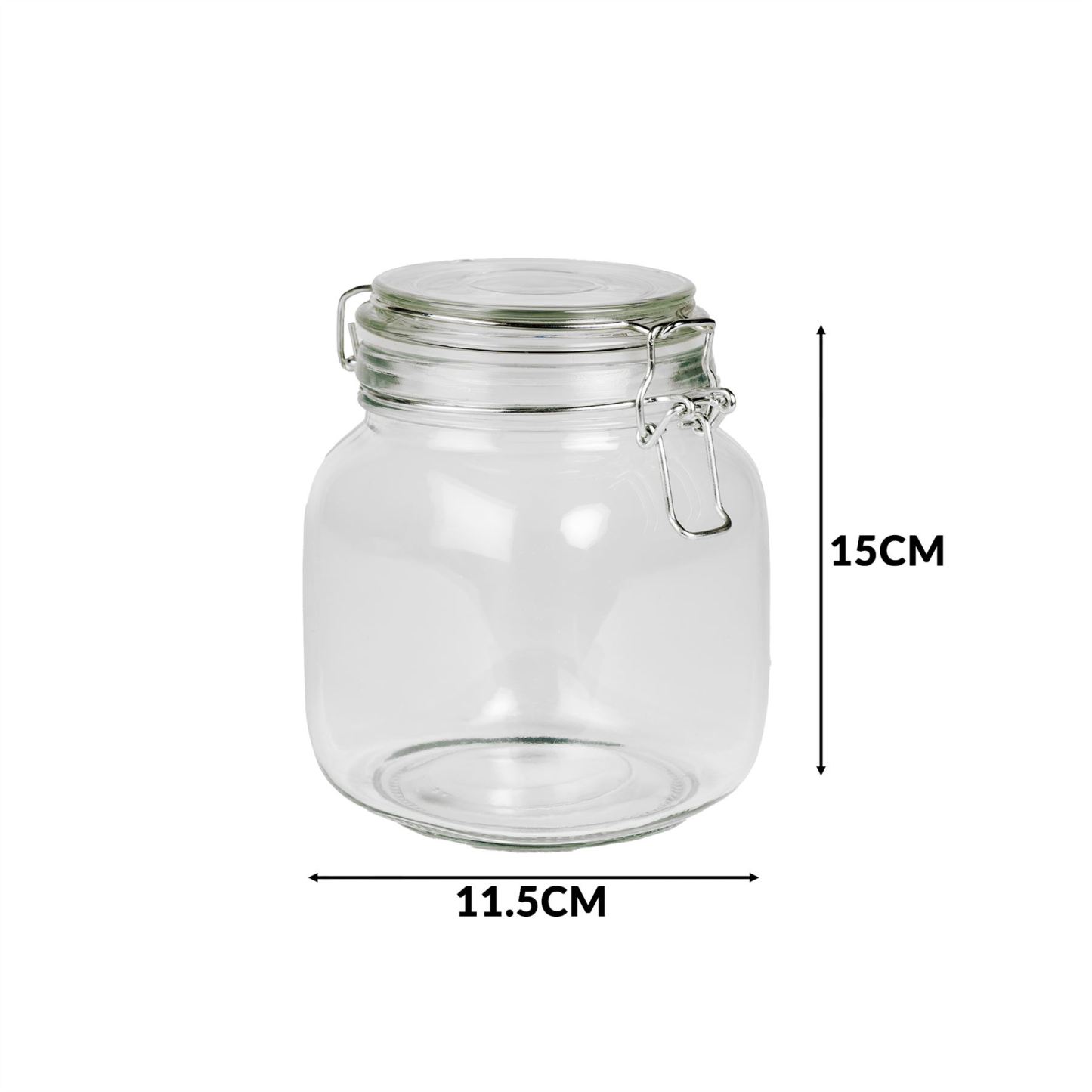 1L Glass Storage Jars with Clip Top Lid - Set of 6 | M&W