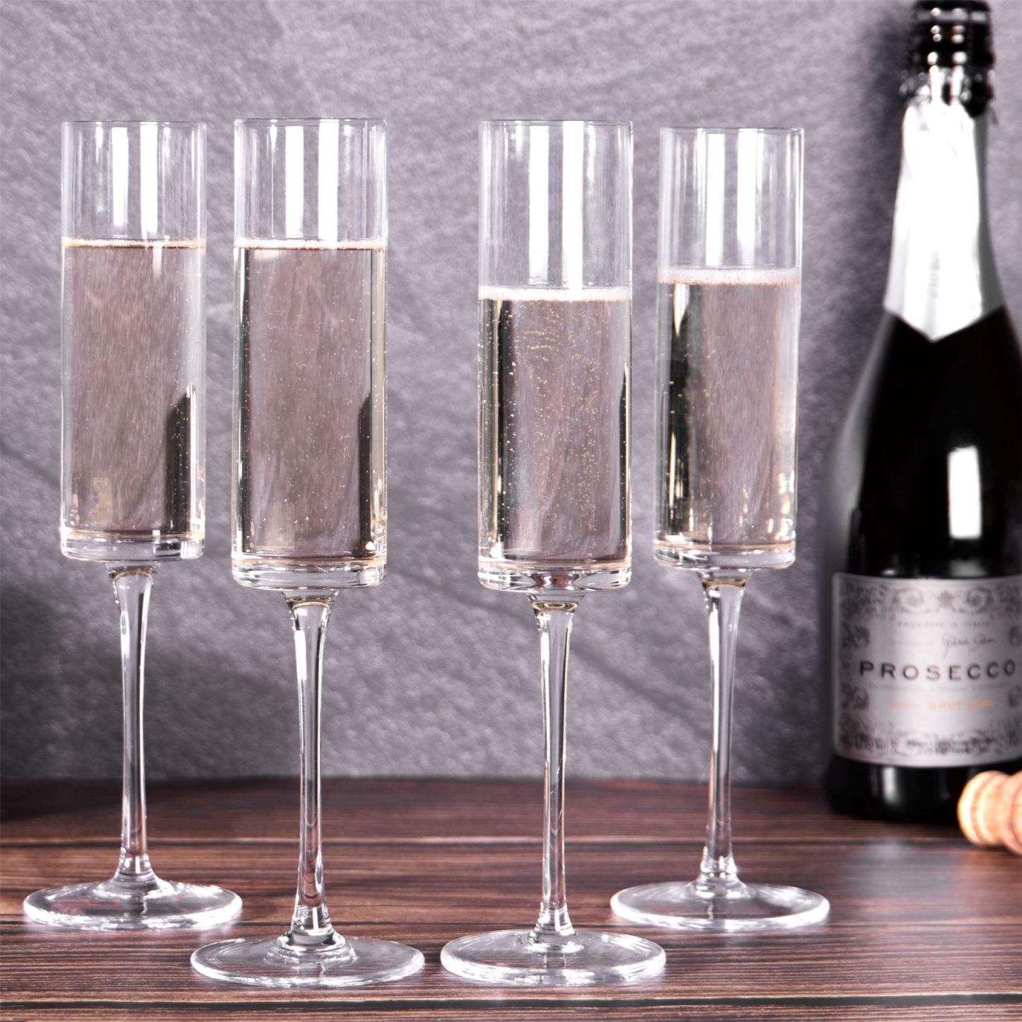 Edge Champagne Flutes - Set of 4 Clear | M&W