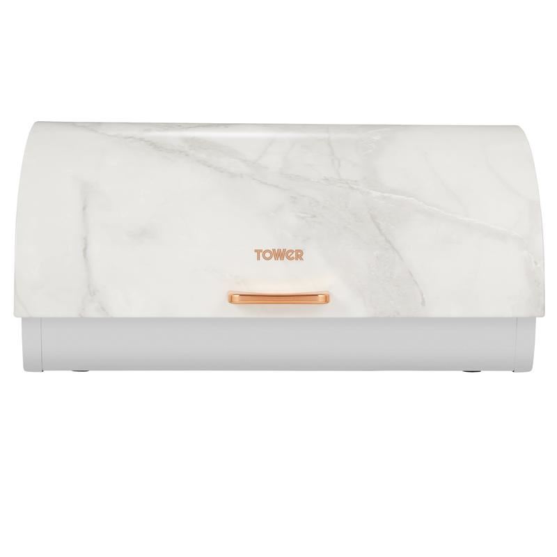 Tower Marble Rose Gold Roll Top Bread Bin