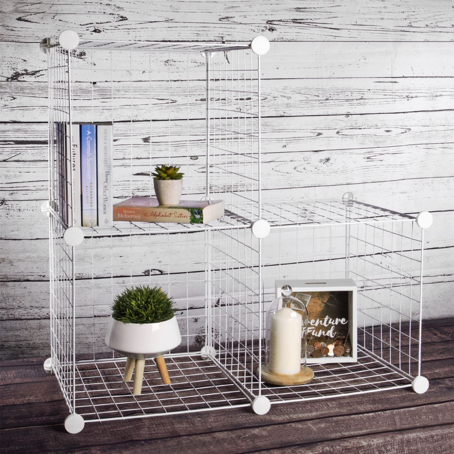 4 Cube Wire Storage Shelves White | Pukkr