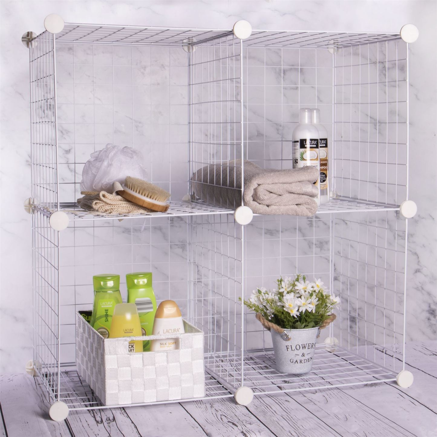 4 Cube Wire Storage Shelves White | Pukkr