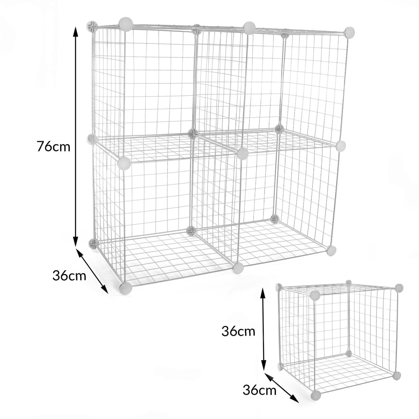 4 Cube Wire Storage Shelves White | Pukkr