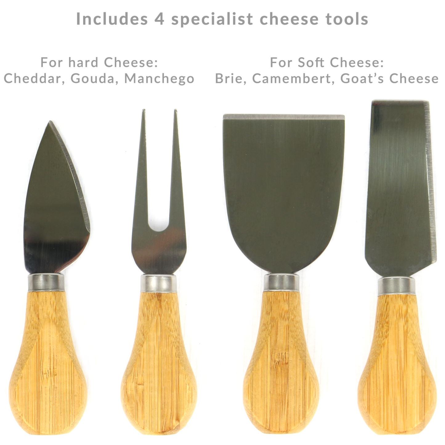 Bamboo Cheese Board Serving Platter With Knife Set | M&W