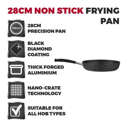 Tower Precision 28cm Non-Stick Frying Pan Black
