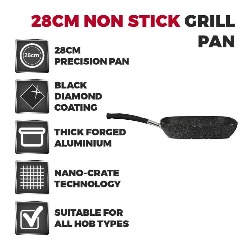 Tower Precision 28cm Non-Stick Grill Pan Black