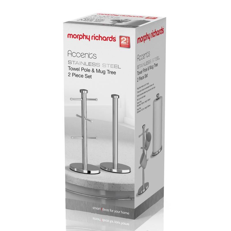 Morphy Richards Accents Mug Tree Towel Pole Set Stainless Steel