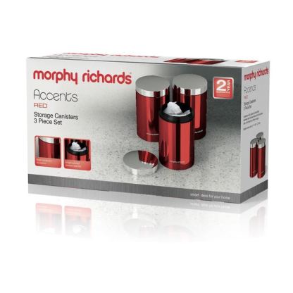 Morphy Richards Accents Set of 3 Canisters Red