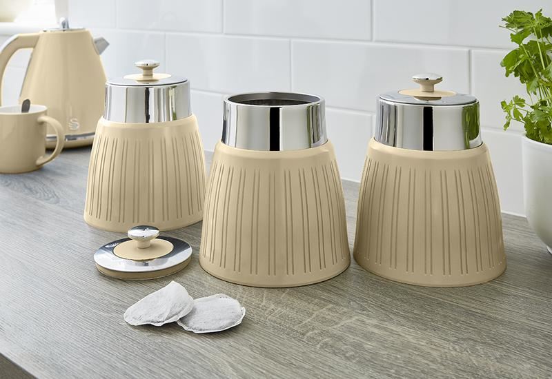 Swan Retro Circle Set of 3 Canisters Cream