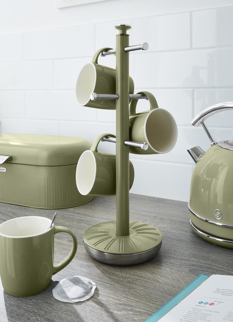 Swan Retro Green Towel Pole and Mug Set