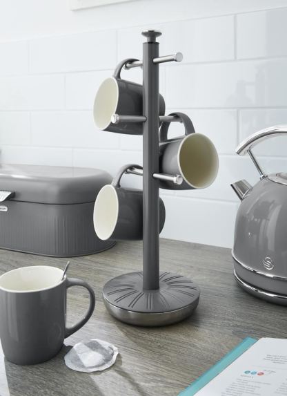 Swan Retro Grey Towel Pole and Mug Set