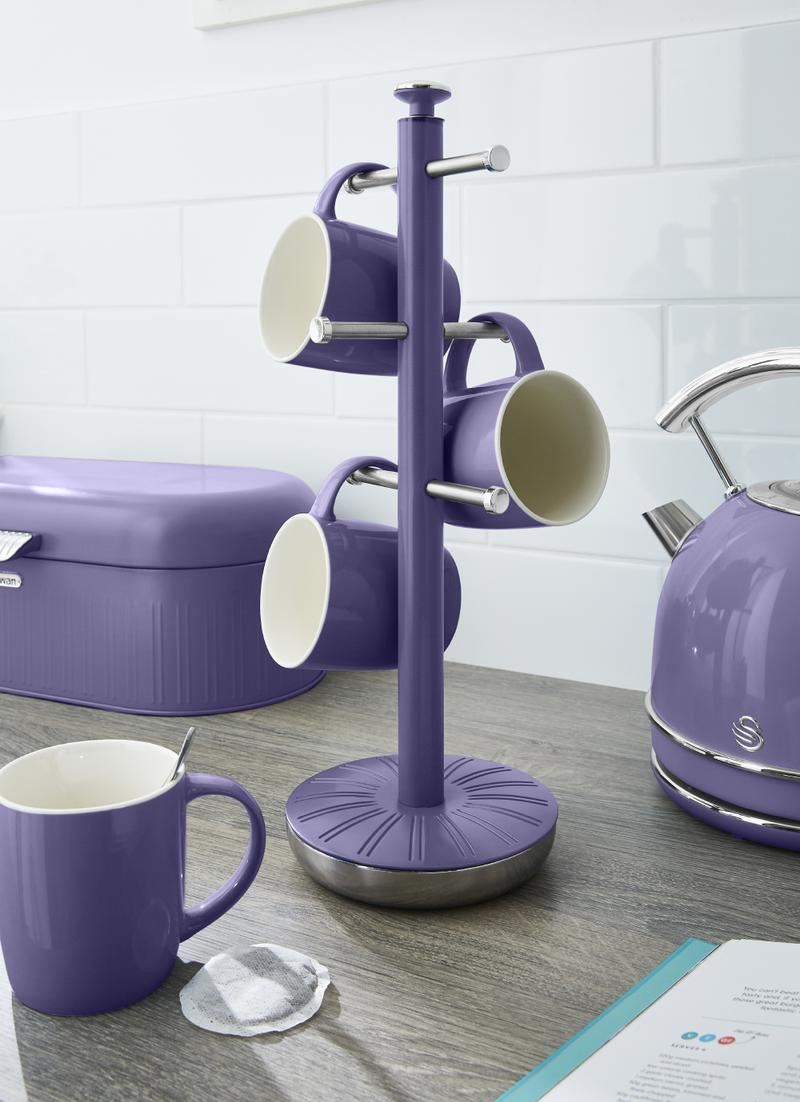 Swan Retro Purple Towel Pole and Mug Set