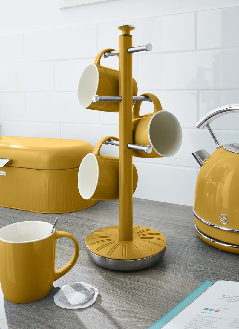 Swan Retro Yellow Towel Pole and Mug Set