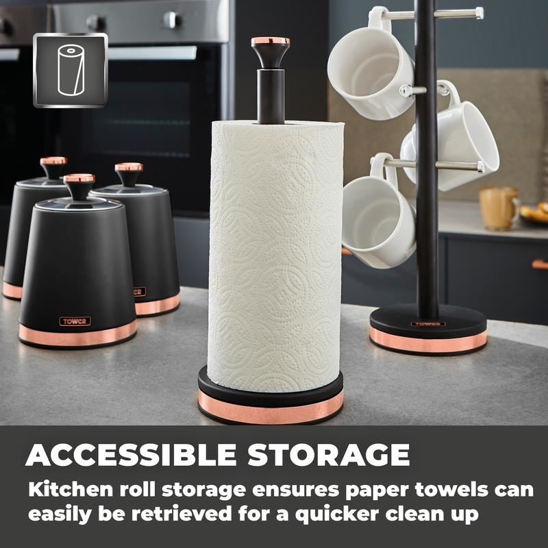 Tower Cavaletto Towel Pole Black & Rose Gold