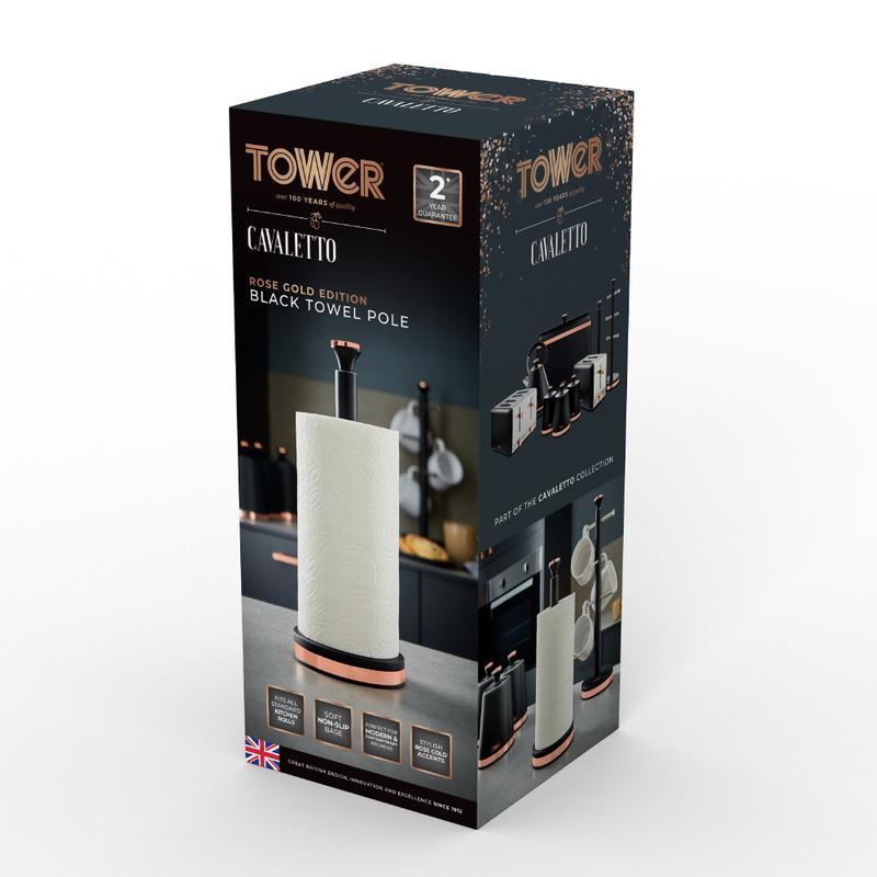 Tower Cavaletto Towel Pole Black & Rose Gold