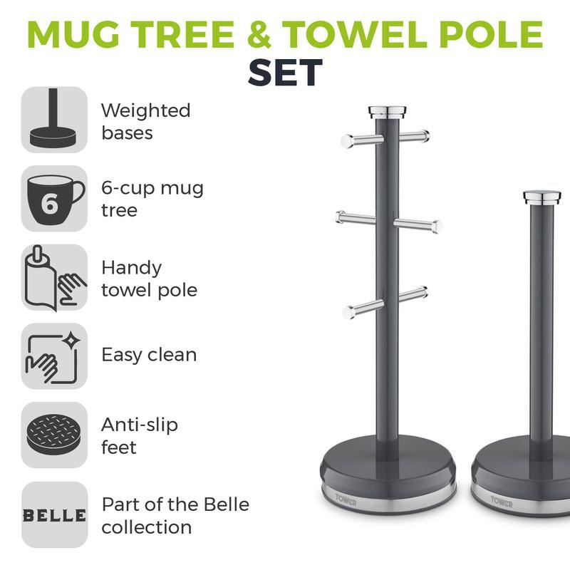 Tower Belle Mug Tree and Towel Pole Graphite