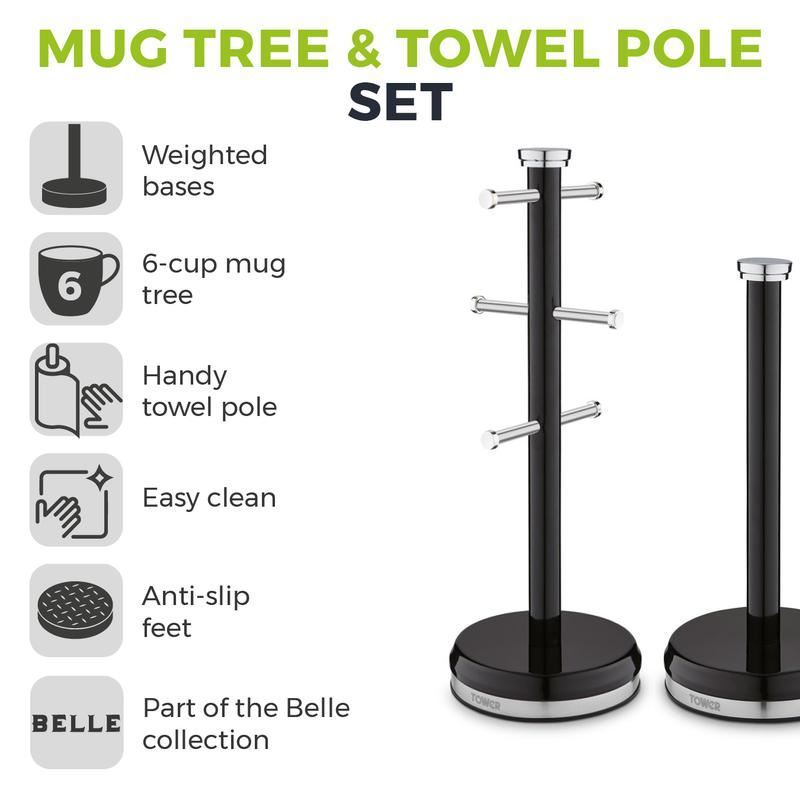 Tower Belle Mug Tree and Towel Pole Set Noir