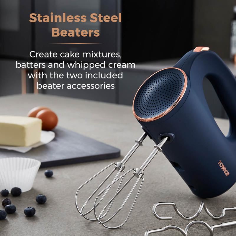 Tower Cavaletto 300W Hand Mixer Blue & Rose Gold UK Plug