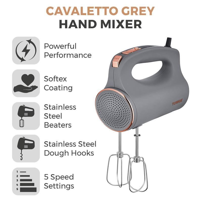 Tower Grey Cavaletto 300W Hand Mixer UK Plug