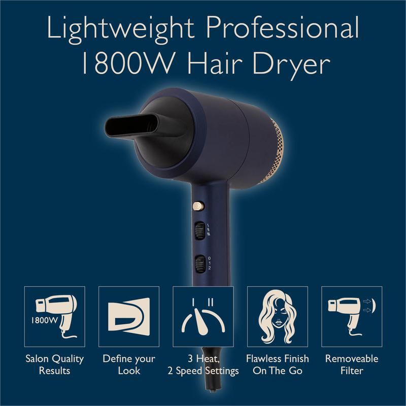 Carmen Twilight DC Professional Hair Dryer Blue & Champagne UK Plug