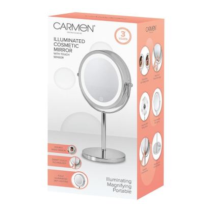 Carmen Illuminated Cosmetic Mirror with Touch Sensor Chrome