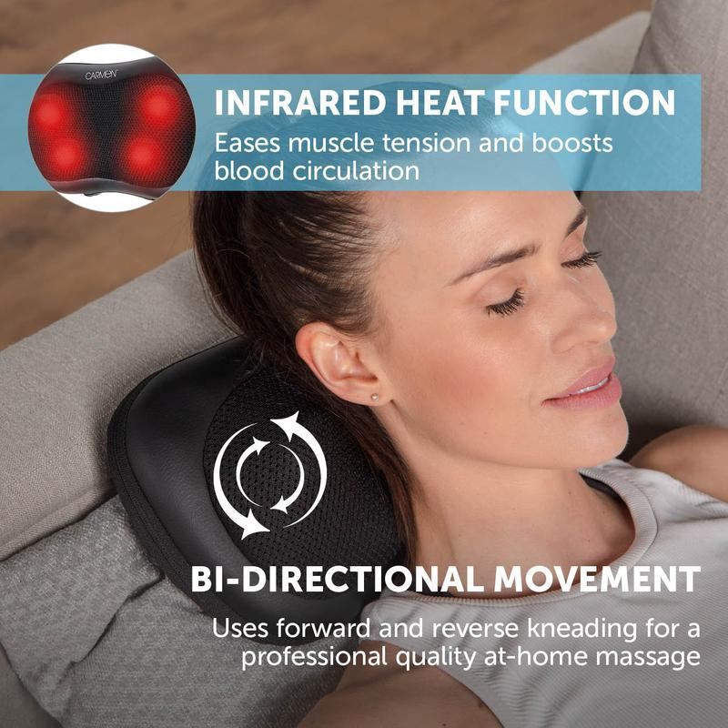 Carmen Massage Shiatsu Massage Pillow with Heat Black