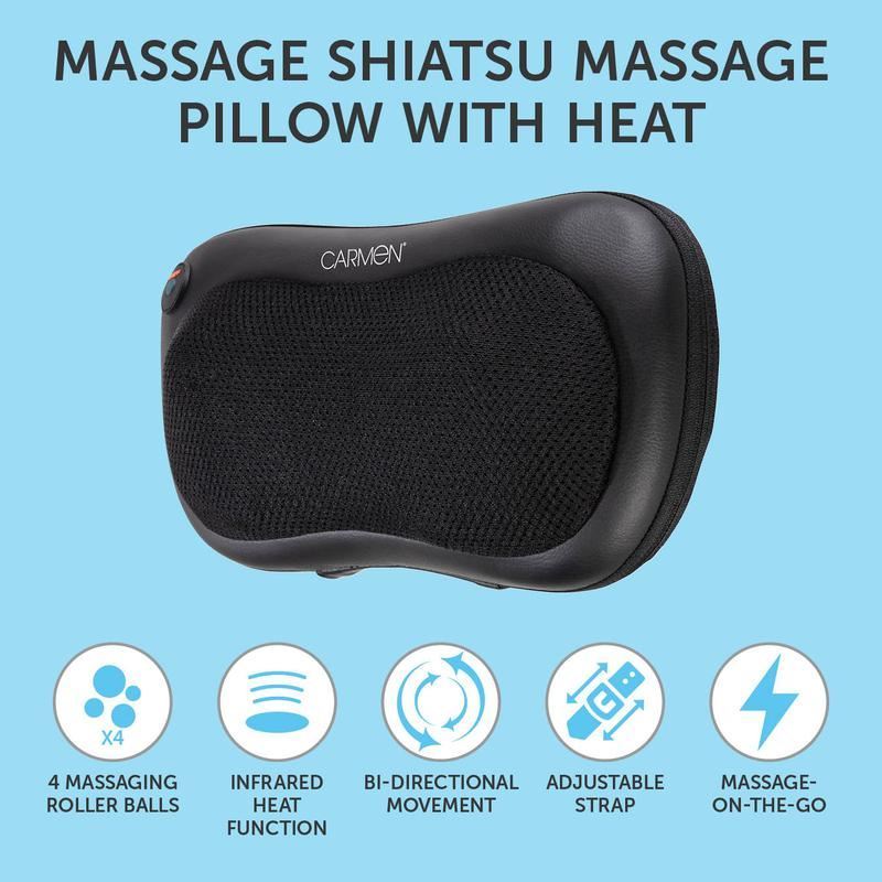 Carmen Massage Shiatsu Massage Pillow with Heat Black