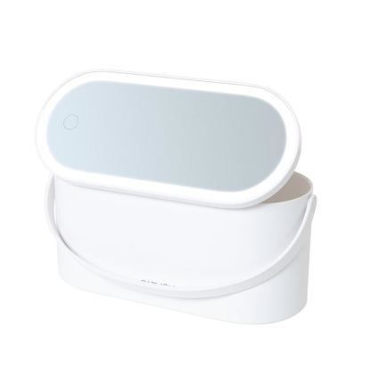 Carmen Portable LED Mirror Cosmetic Storage Case White
