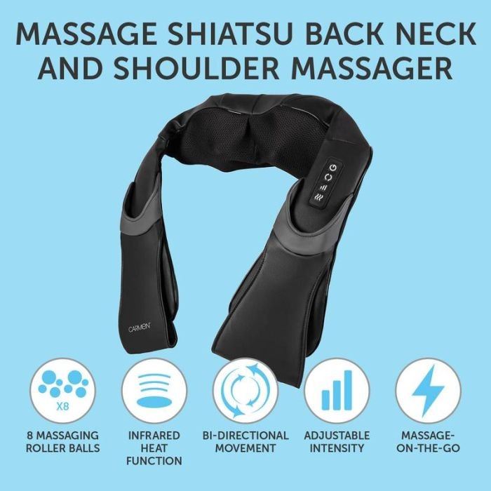 Carmen Massage Neck/Shoulder Massager with Heat Black
