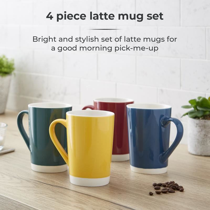 Set of 4 Jewel Latte Mugs Assorted Colours