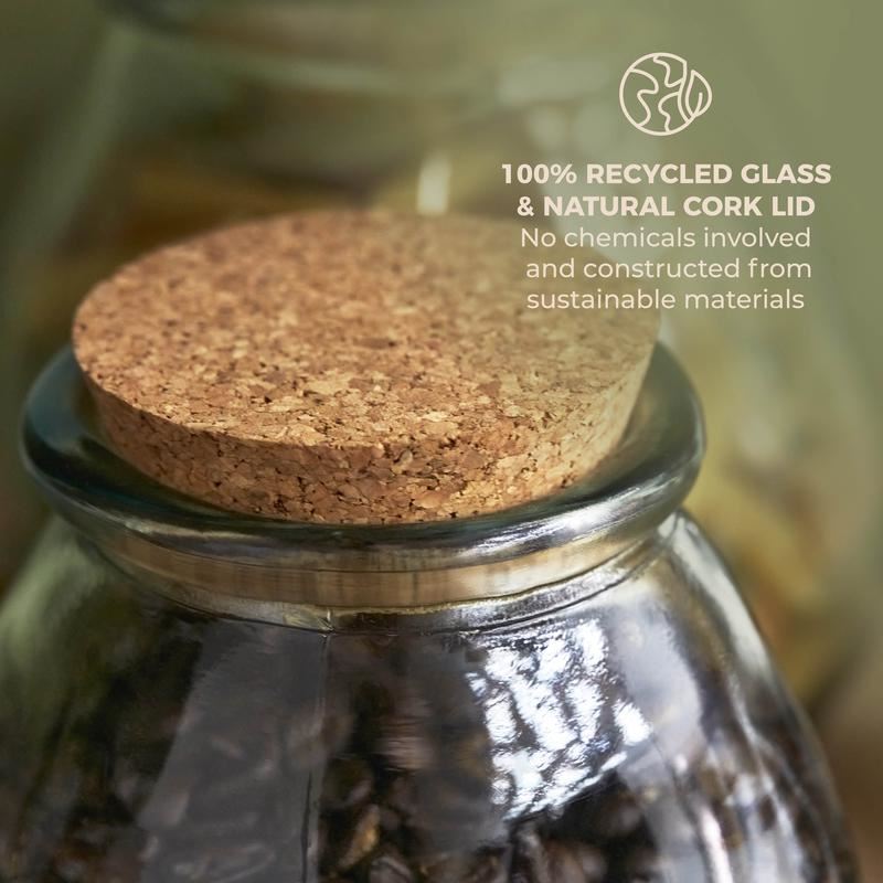 Tower Natural Life 800ml Recycled Glass Jar with Cork Lid