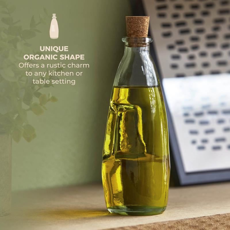 Tower Natural Life 300ml Recycled Glass Oil Bottle with Cork Stopper