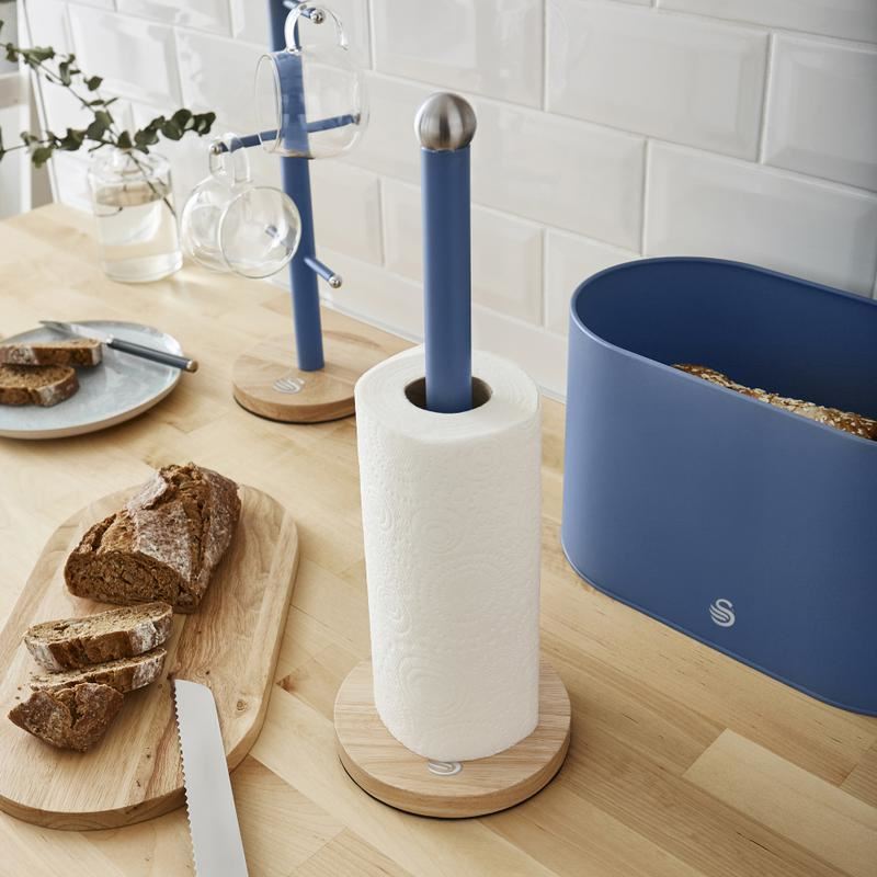 Swan Blue Nordic Towel Pole with Bamboo Base