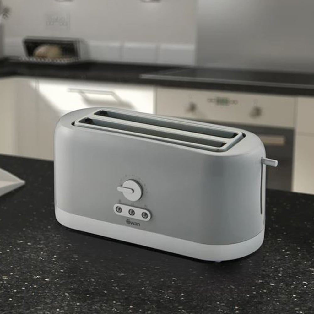 Swan Grey 4 Slice Long Slot Toaster