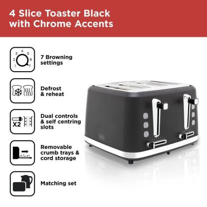 BLACK + DECKER Black 4 Slice Toaster