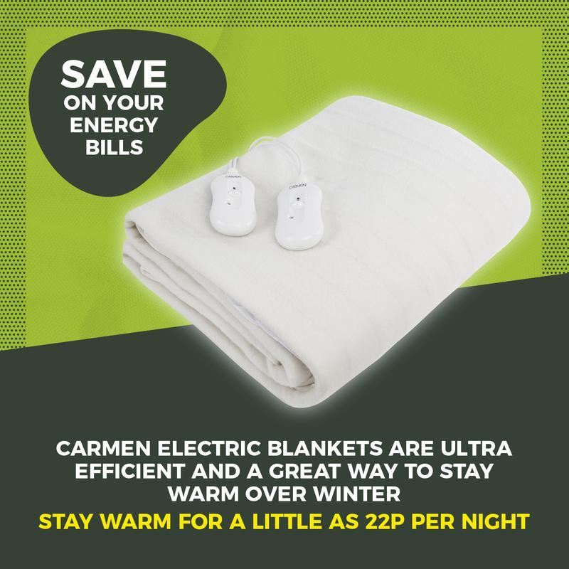 Carmen Kingsize Fitted Dual Control Heated Electric Under Blanket 203 x 152cm