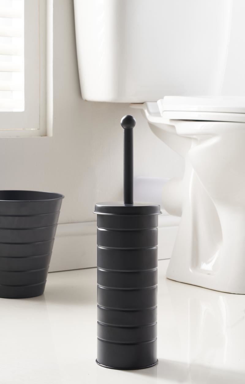 OurHouse Grey Toilet Brush & Bin Set