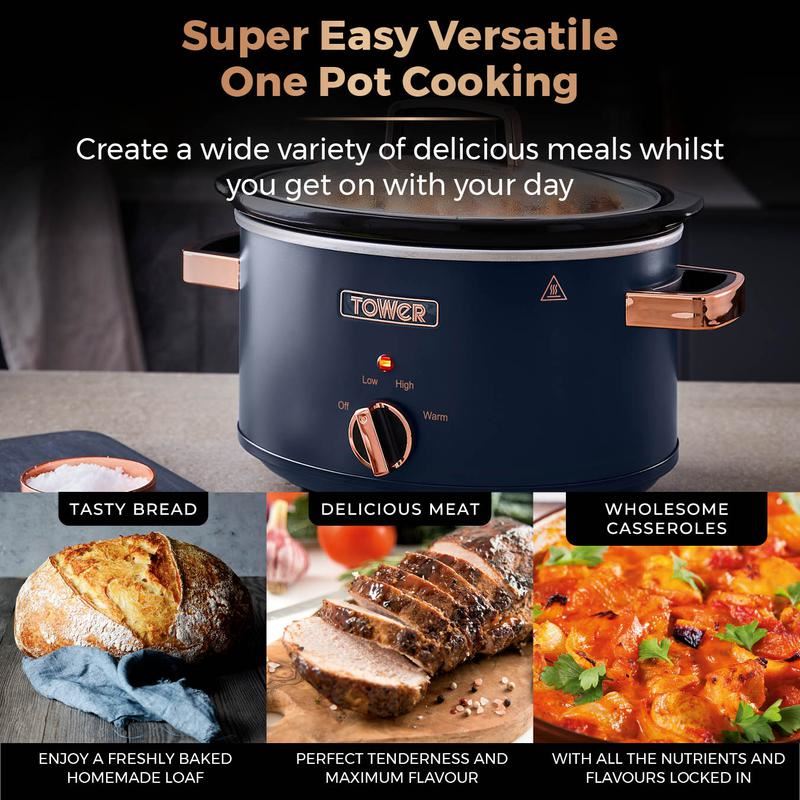Tower Blue & Rose Gold Cavaletto 3.5 Litre Slow Cooker
