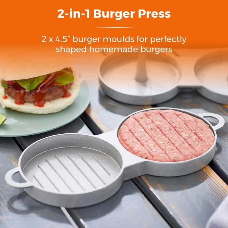 Tower Double Burger Press with Wood Handle
