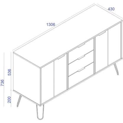 Augusta Pine Medium Sideboard With 2 Doors 3 Drawers