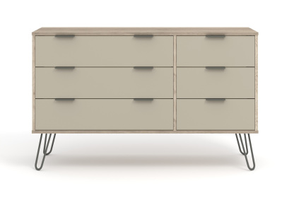 Augusta Driftwood 3+3 Drawer Wide Chest Of Drawers