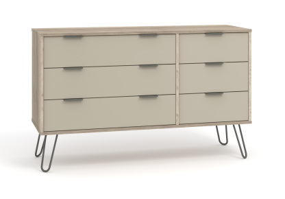 Augusta Driftwood 3+3 Drawer Wide Chest Of Drawers