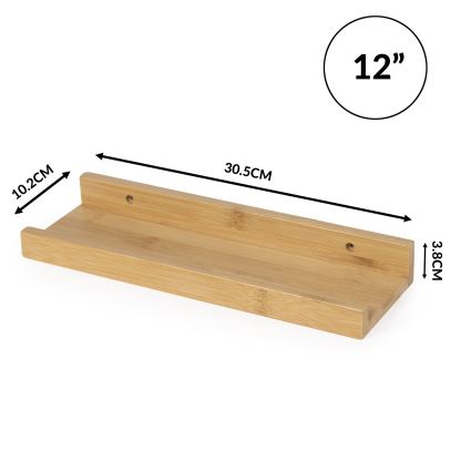Rustic Bamboo Block Floating Shelf 12" | M&W