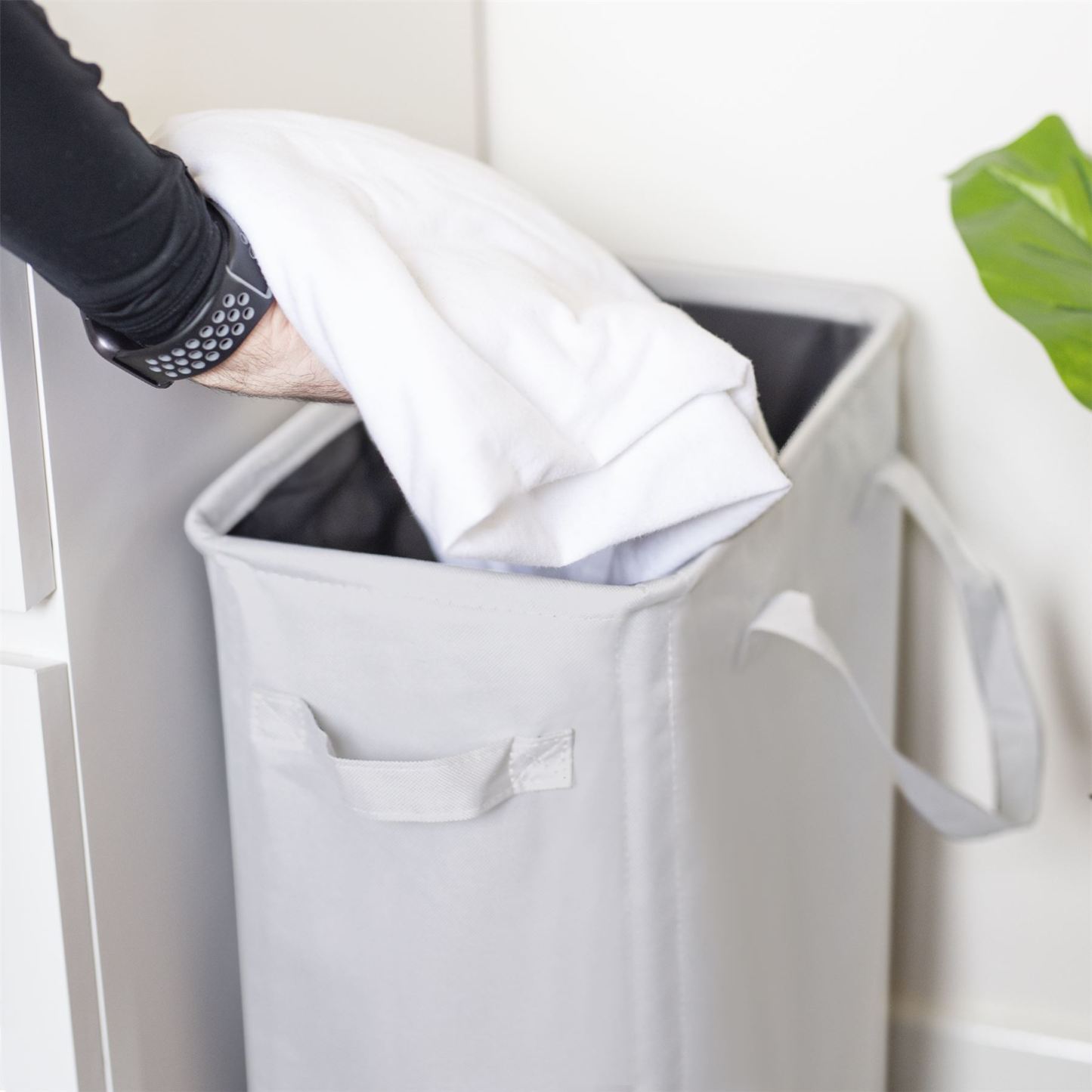 45L Slim Laundry Basket with Handles White | M&W