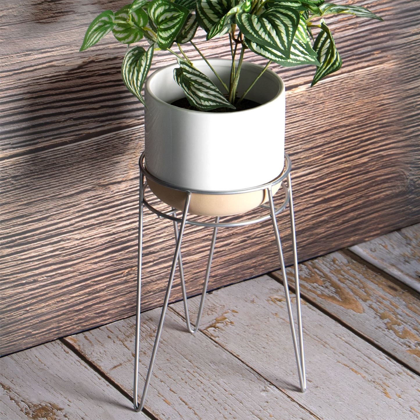 Metal Flower Pot Stand Silver | M&W